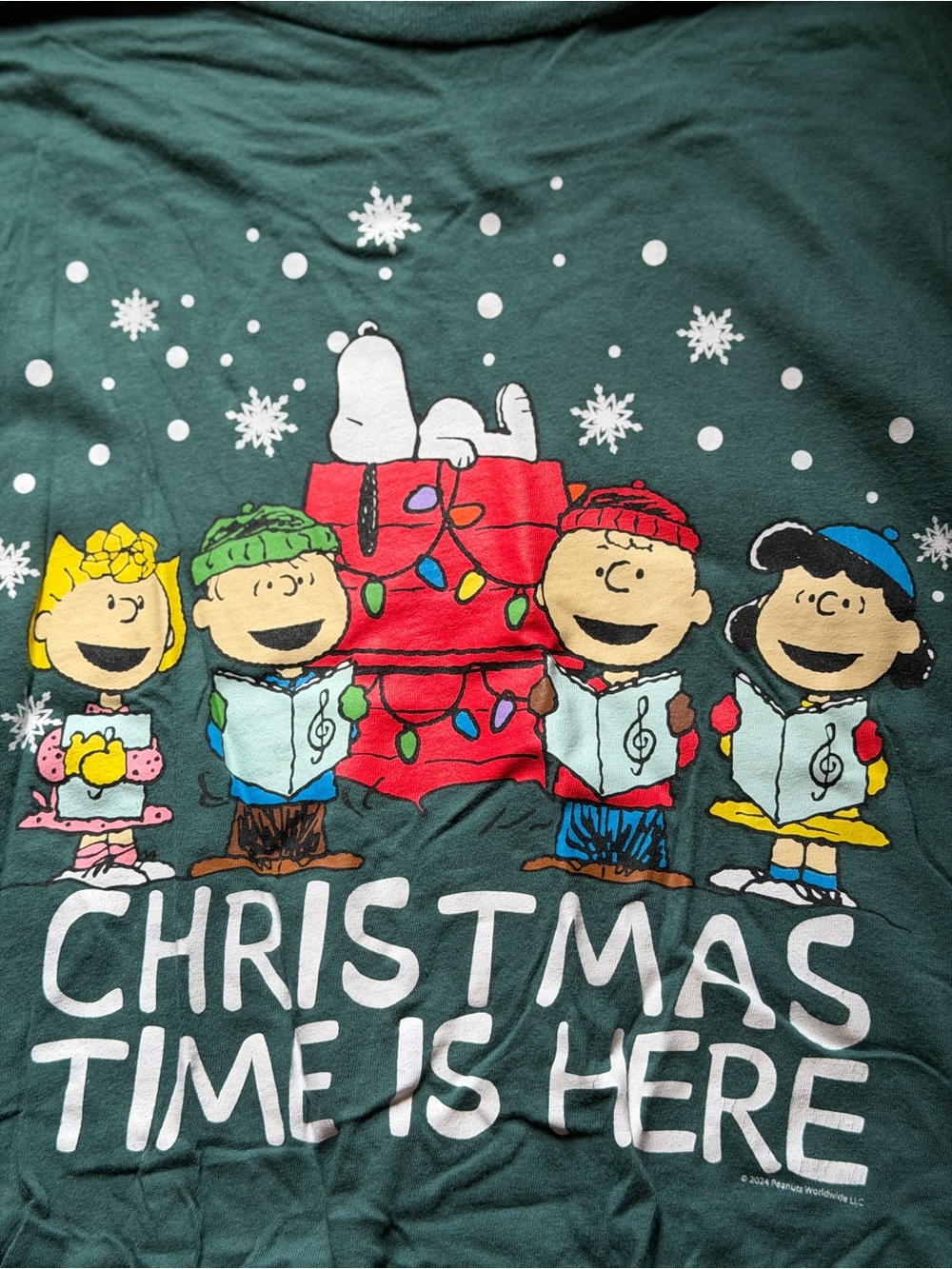 Old Navy Teal Peanuts Christmas Graphic Tee
